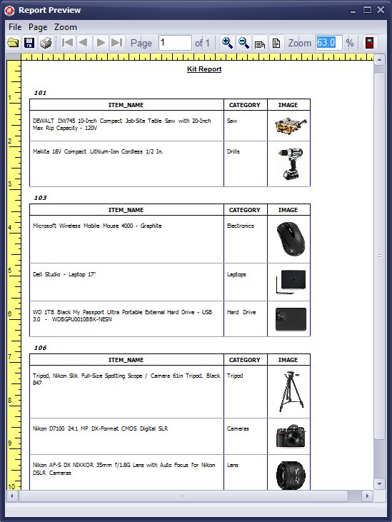 kit content report