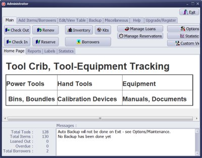 tool crib equipment tracking software with check in and check out