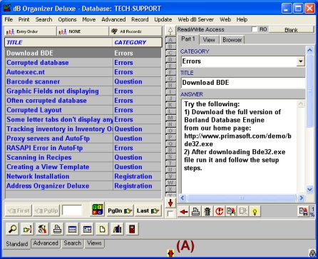 database software resize window