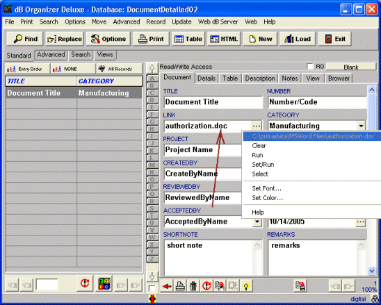 database, attachment field