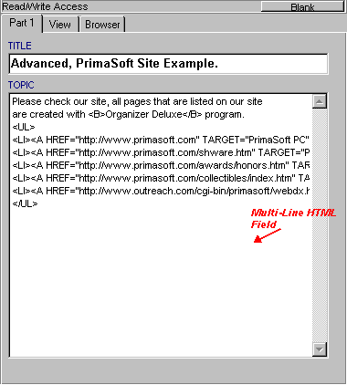 database, html data field, store html code