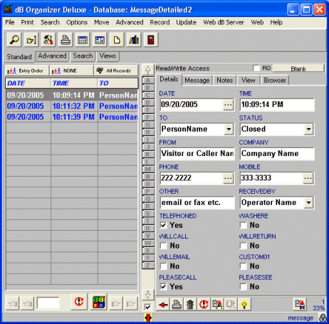 database, check box field