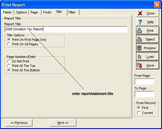 enter tax report title