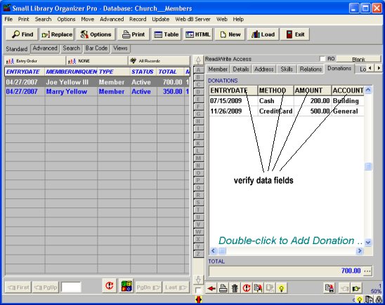 church donation tax report, statement