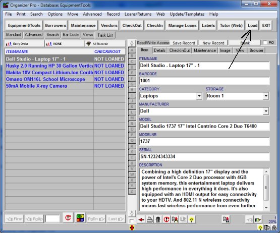 selected equipment loan history