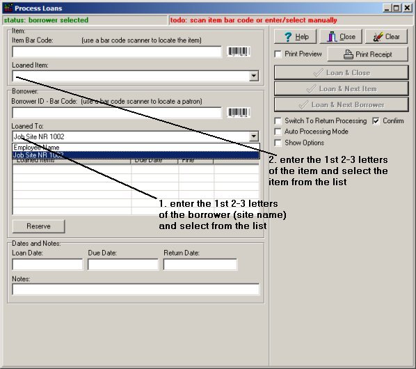 equipment check out transactions manually