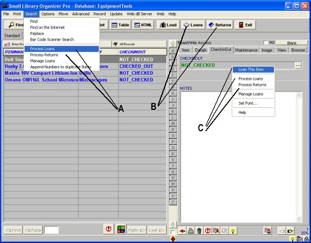 equipment tool check in, check out