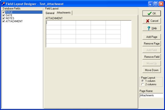 table, attachment data field