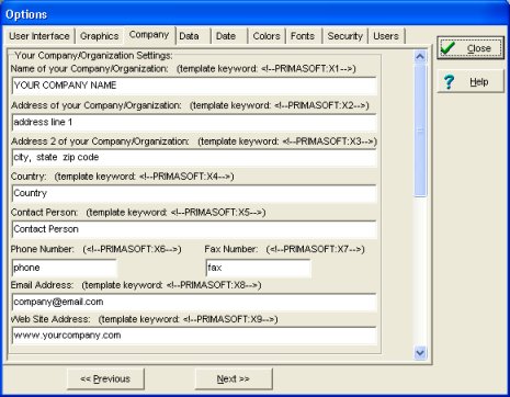 invoice software, enter your company information