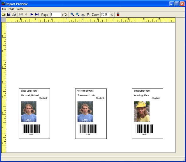 library card preview report