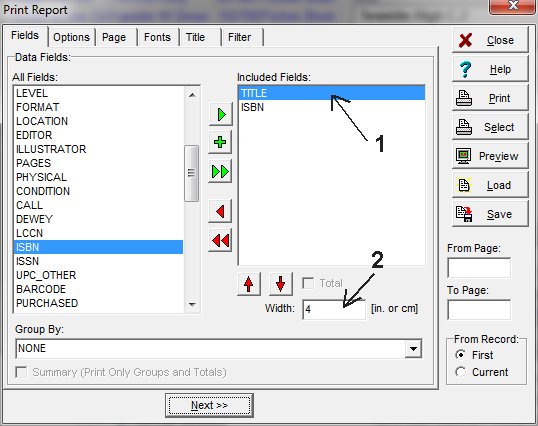 select ISBN data field