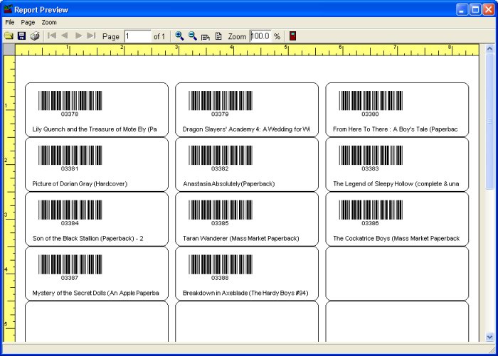 library barcode labels, preview