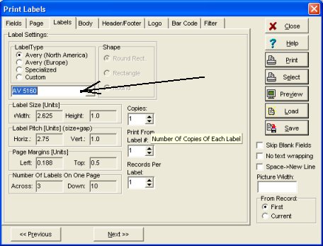 library barcode labels, select label type