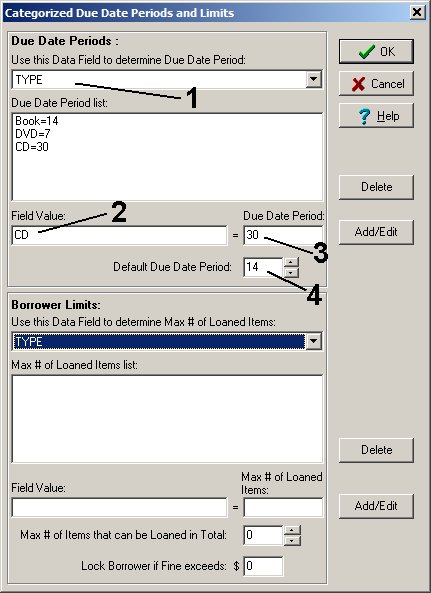 library software define categorized due date periods, loan time