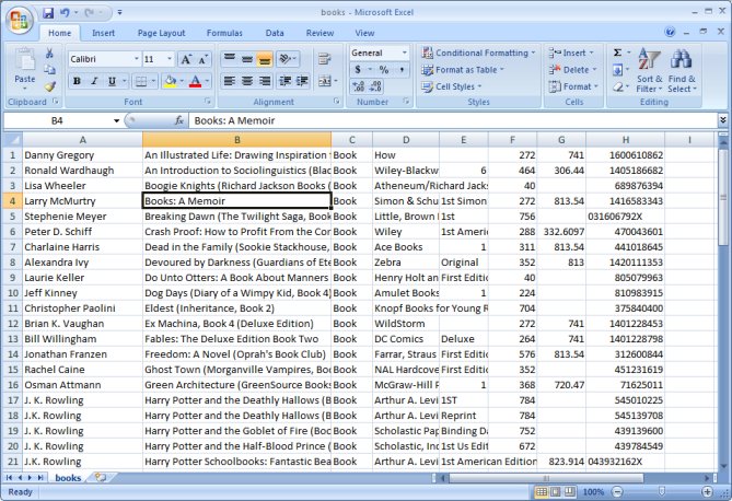 import excel spreadsheet into library pro