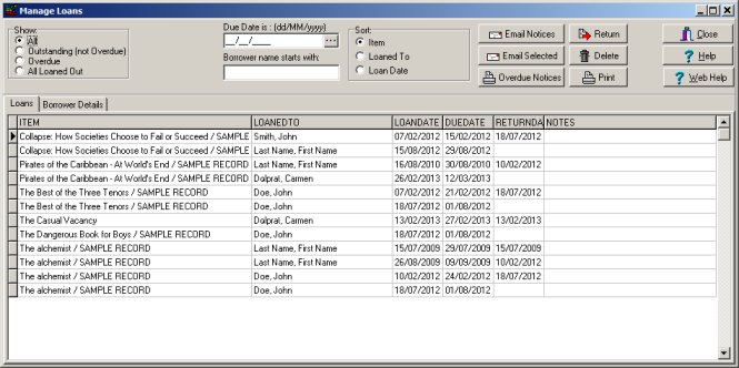 library manage loan transactions 