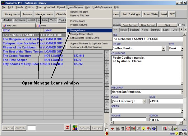 open manage loan window