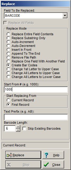 generate identification numbers, bar codes