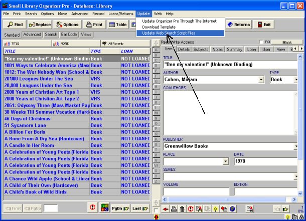 library software, update book search scripts