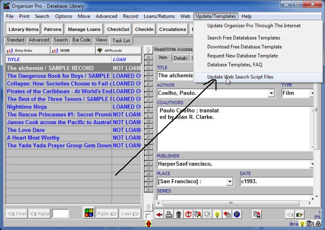 library autocataloging, update scripts