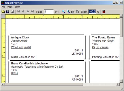 museum software, label sample