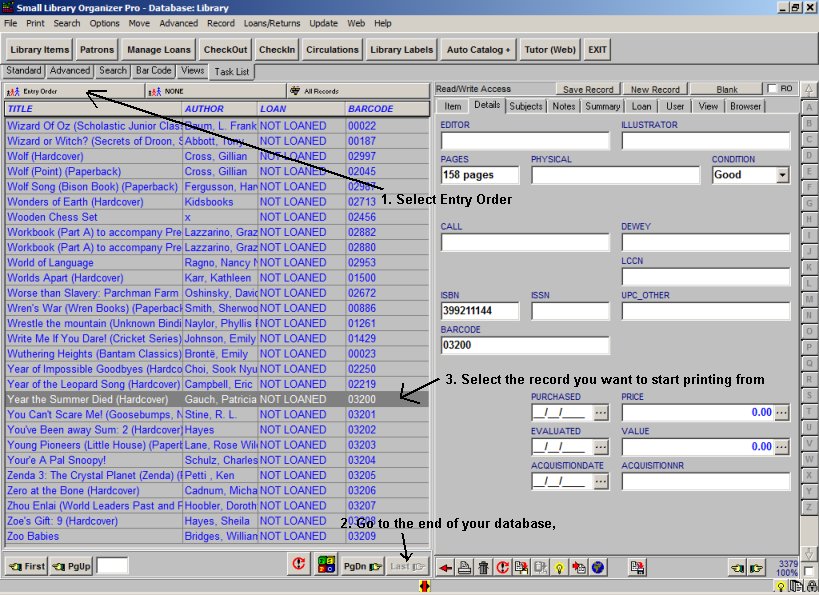 library, print barcode labels for new books, new items