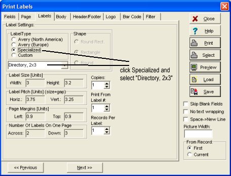 select directory layout, 2 columns, 3 rows