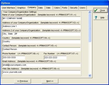 purchase order software: enter your company data