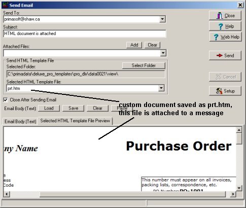 send email, send purchase order sample