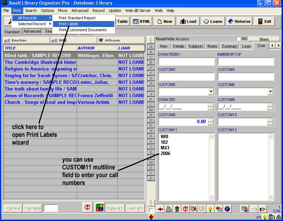 spine label, data field