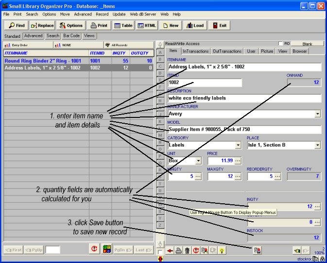 stockroom software, inventory database