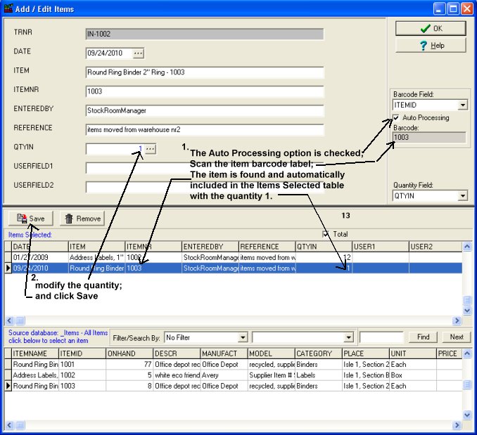 warehouse, incoming transaction, auto processing