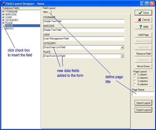 tracking software, define layout