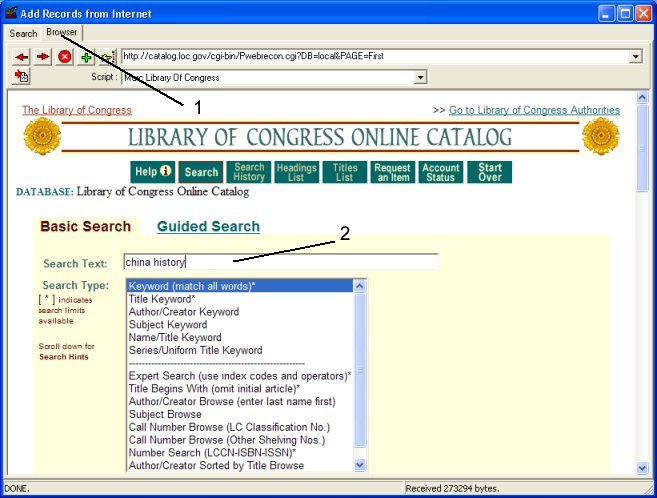 Library of Congress direct search