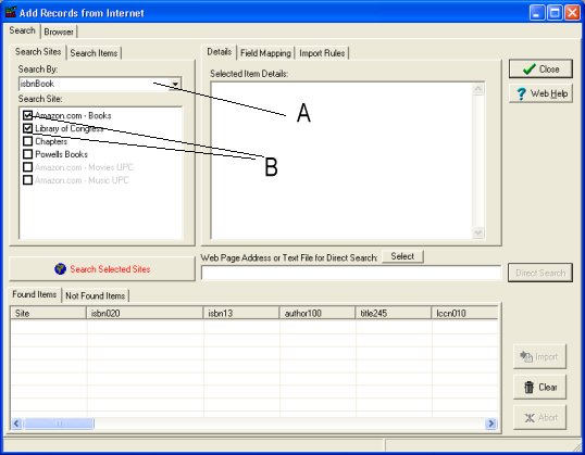 auto catalog books by ISBN number, select search