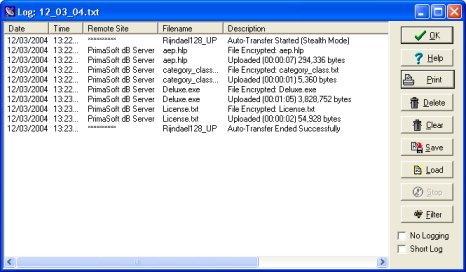 ftp encryption log window