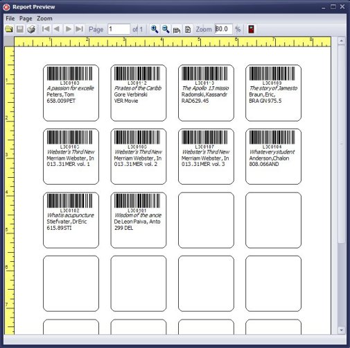 multipurpose library label, includes barcode title author call