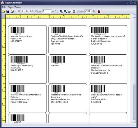 large durable library label, includes barcode title author call