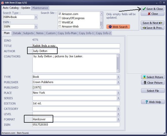 save updated book data from the web