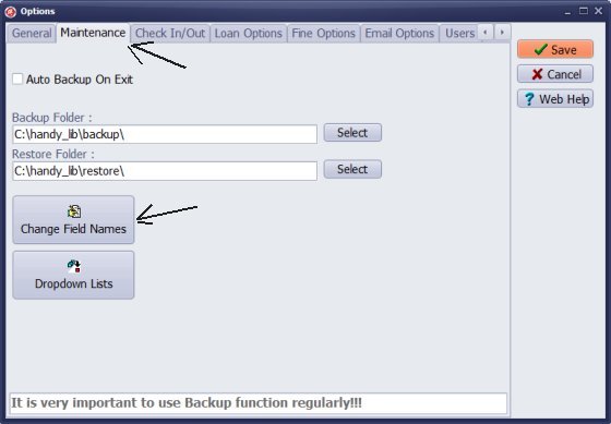 digital document library, change field names