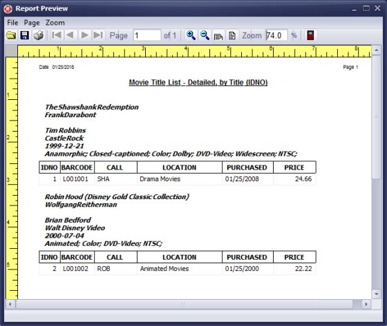 movie library, inventory report sample