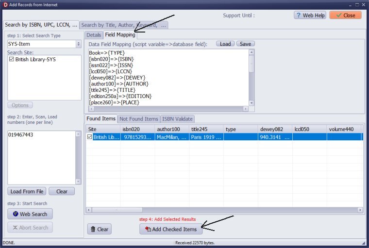 use BL system number, review mapping