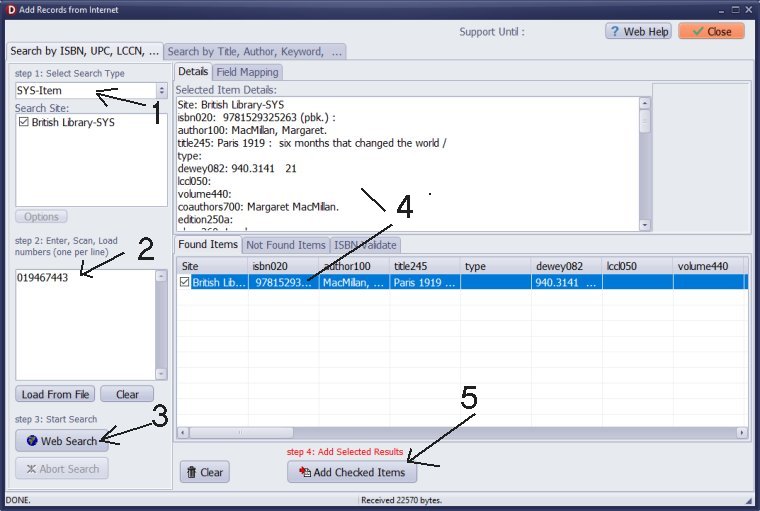 use BL system number in Handy Library