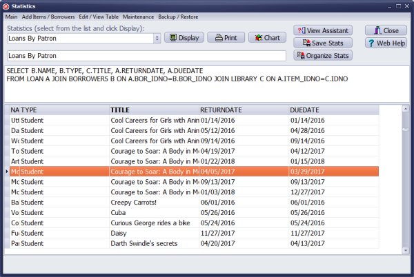 handy library sql sample, join 3 tables