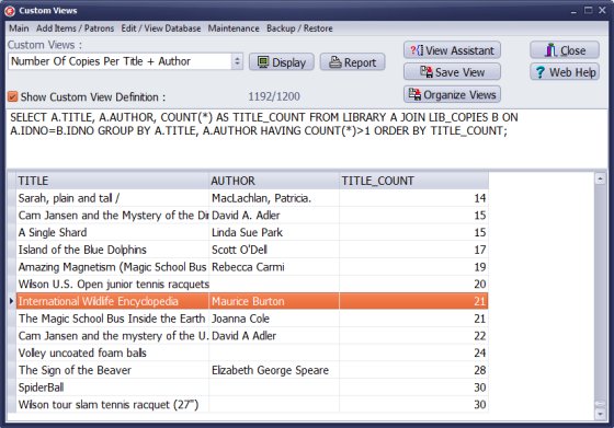 number of copies per title and author