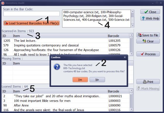 inventory, process files with barcodes