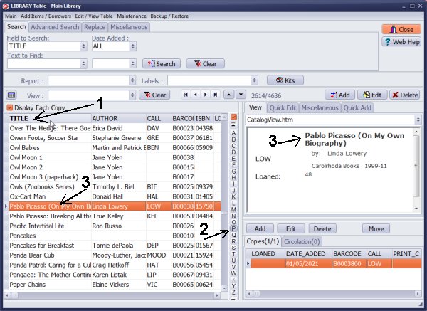 letter tabs how they work in library catalogue