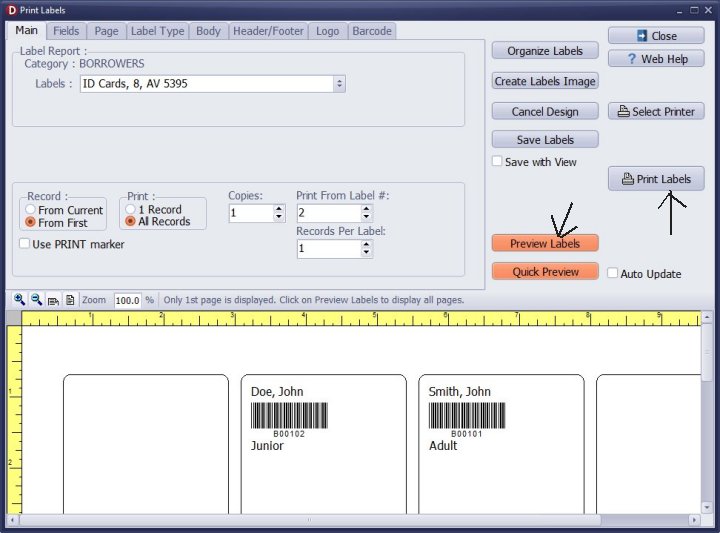 library borrowers print cards for randomly selected borrowers