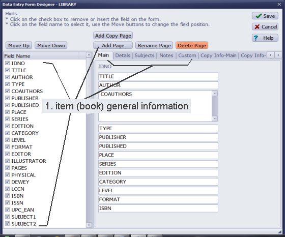 library forms library item/book section