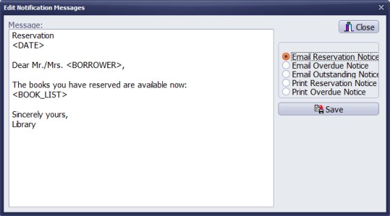library email reservation notice